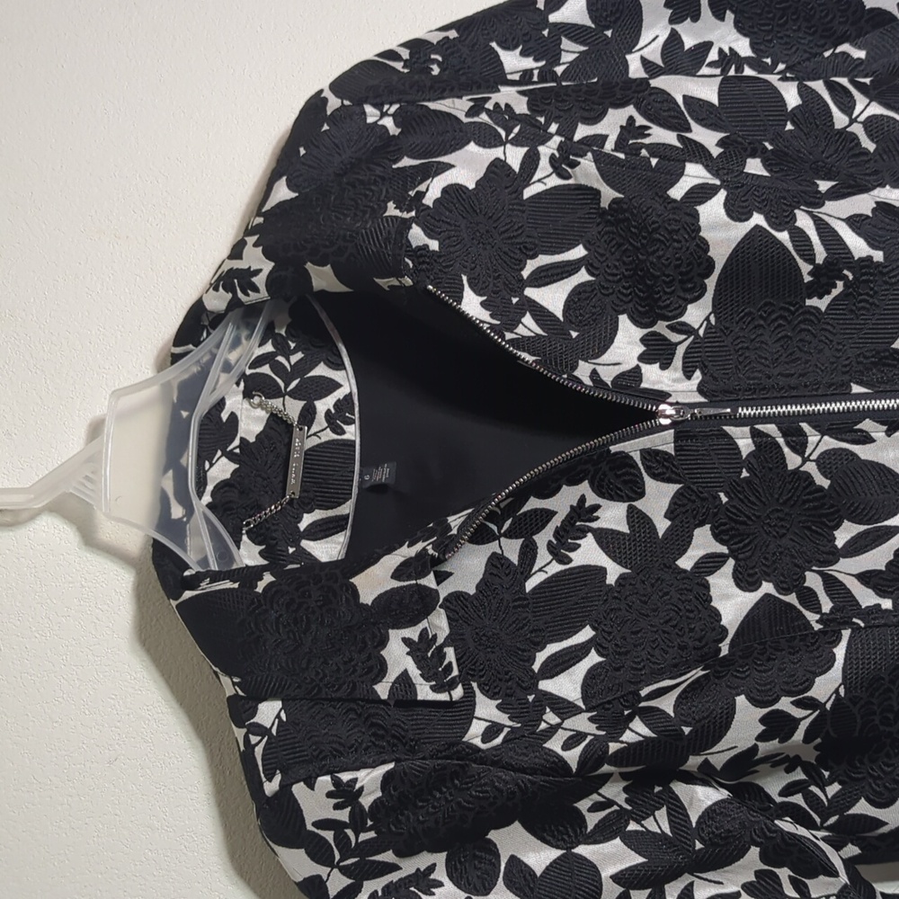 White House Black Market Womens Jacket Floral Brocade Zip Classic Quiet Luxury 6 - Picture 3 of 16